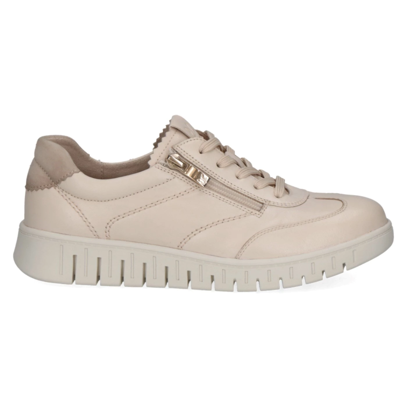 Caprice 23761 sneakers in pelle crema beige con zip