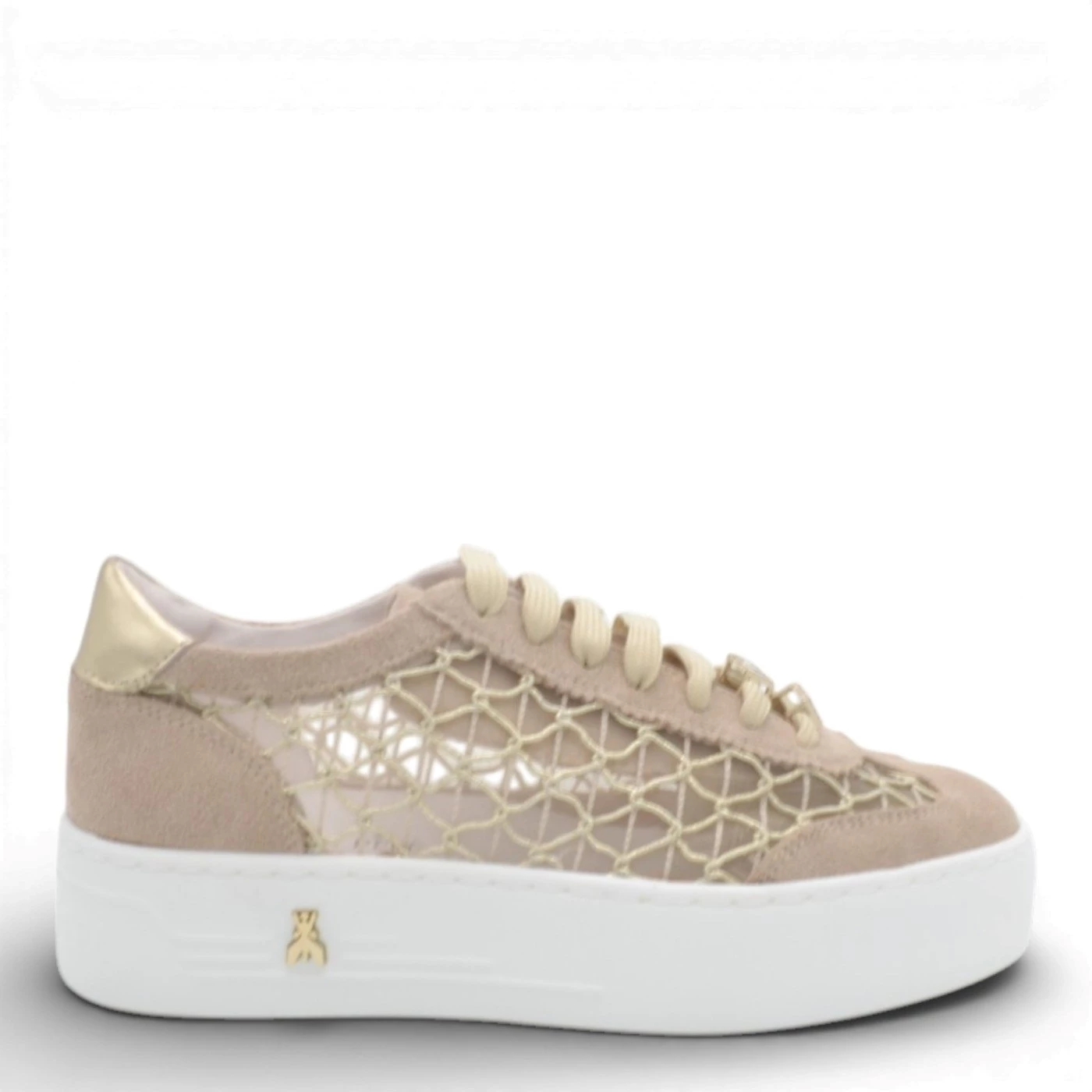 Patrizia Pepe PPJ357 22 sneakers donna in camoscio beige e rete