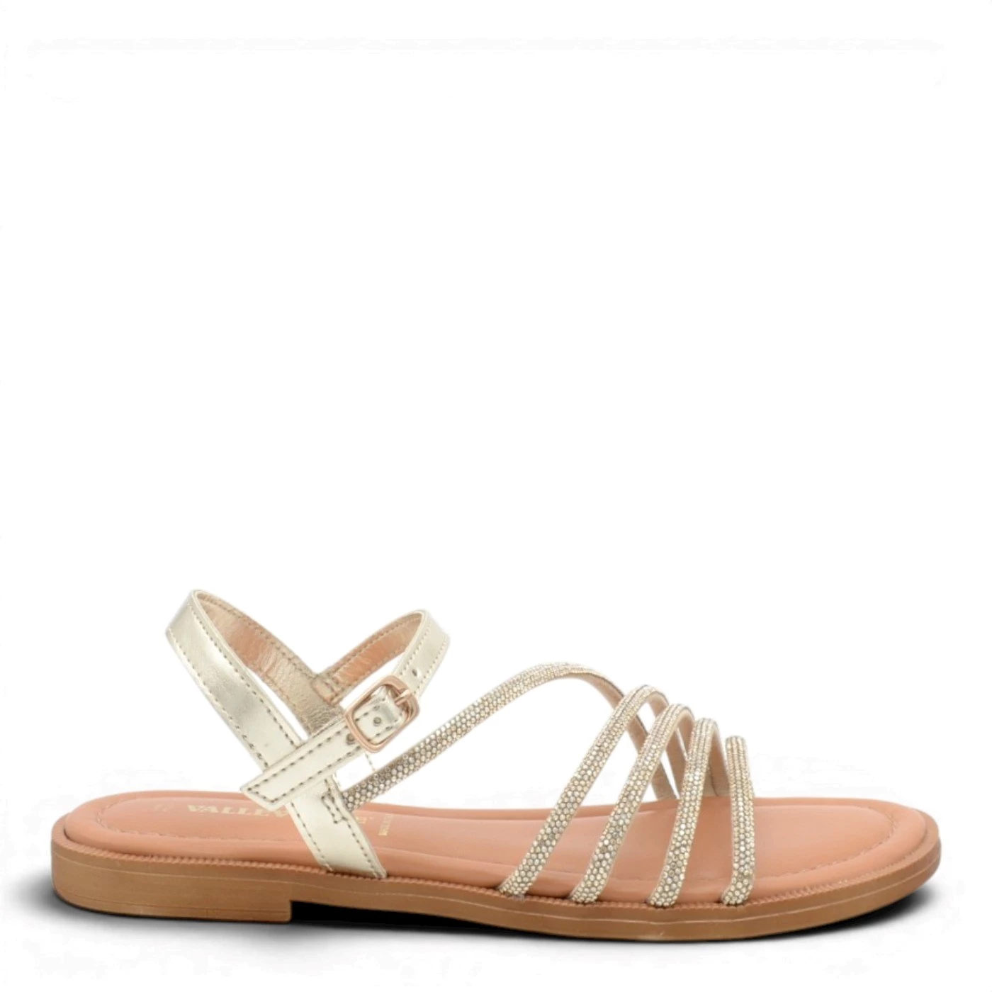 Valleverde 12101 sandalo piano donna platino con strass