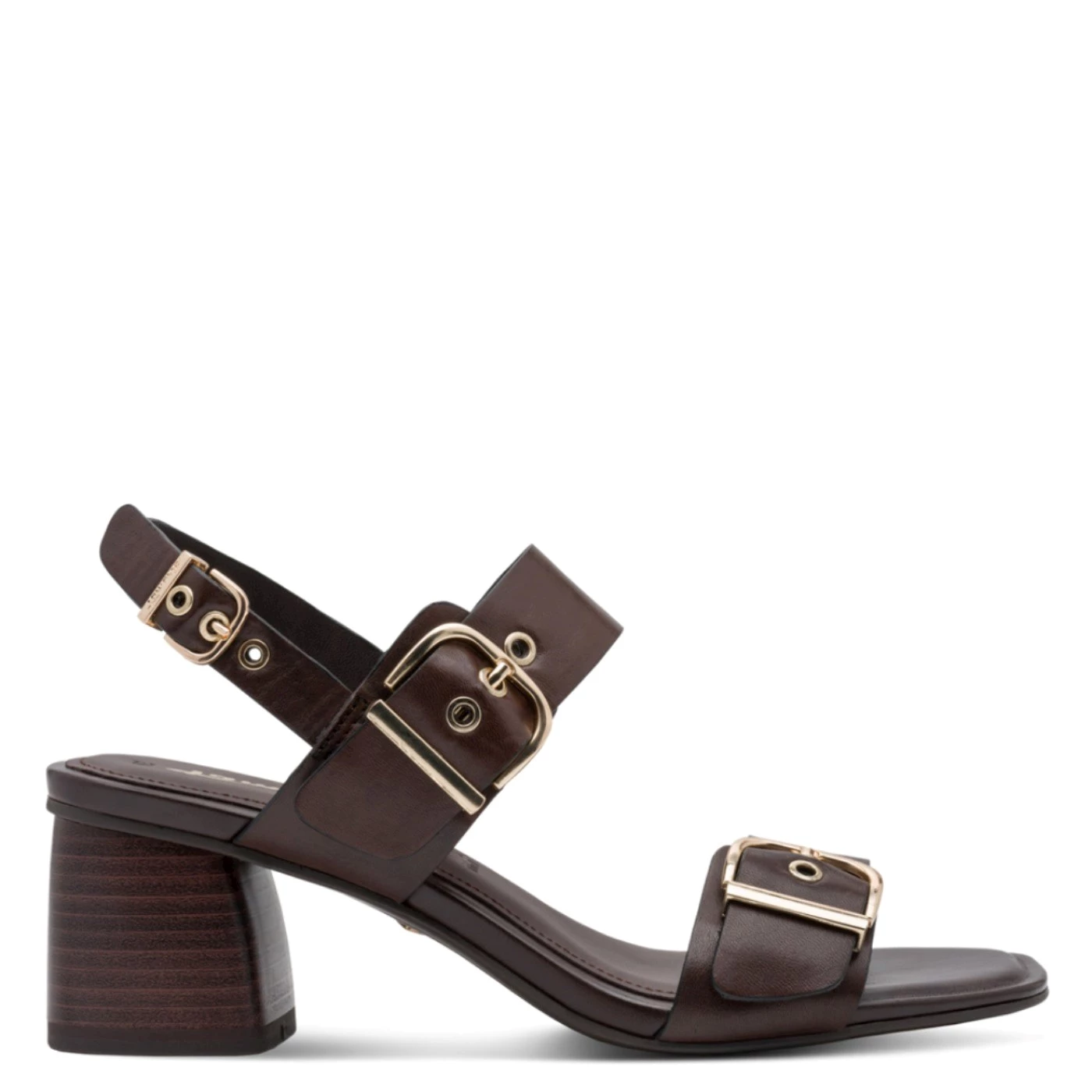 Tamaris 28354 sandalo pelle cioccolato due fibbie tacco 6 cm