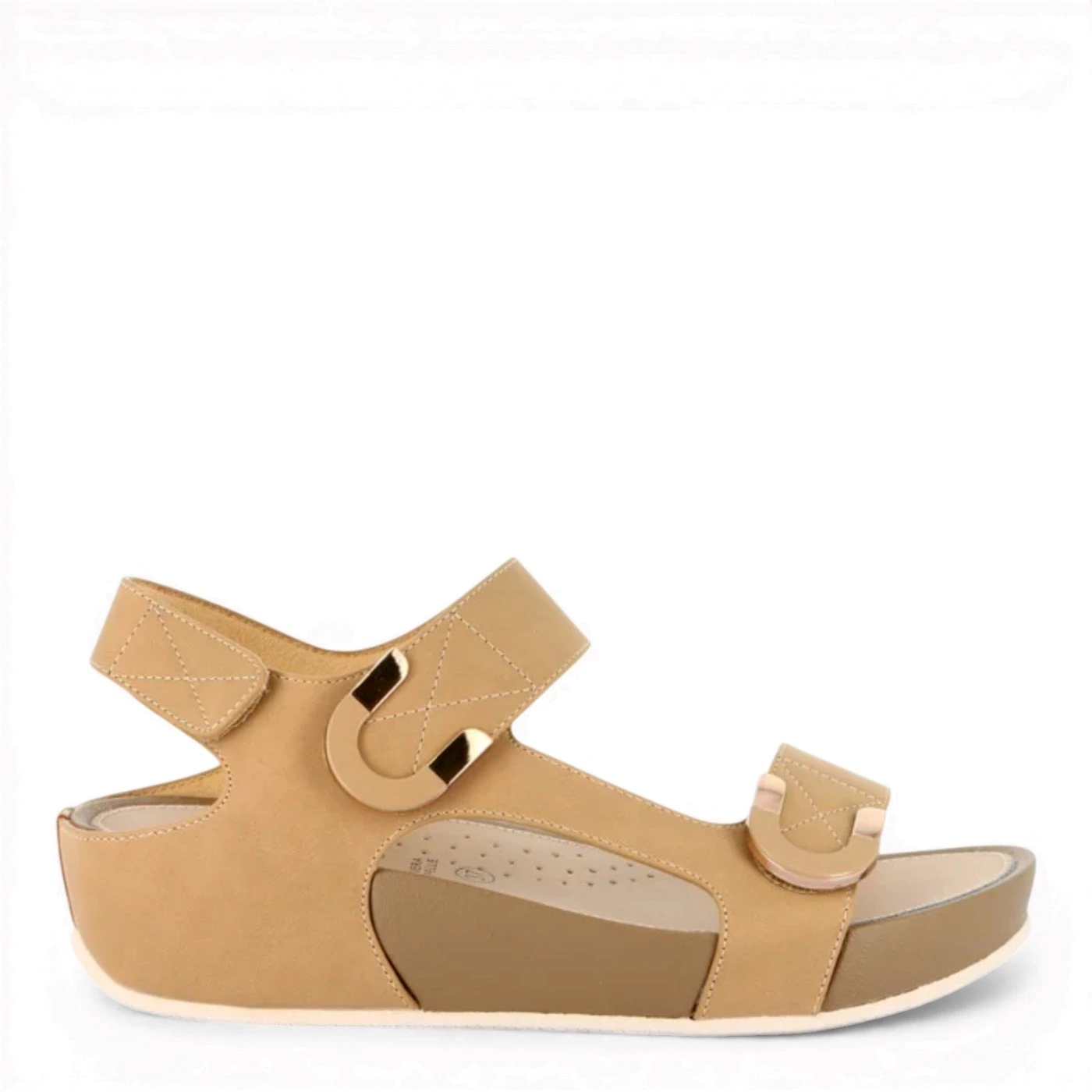 Grunland SA 1996 Dira sandalo donna doppio velcro crema cuoio