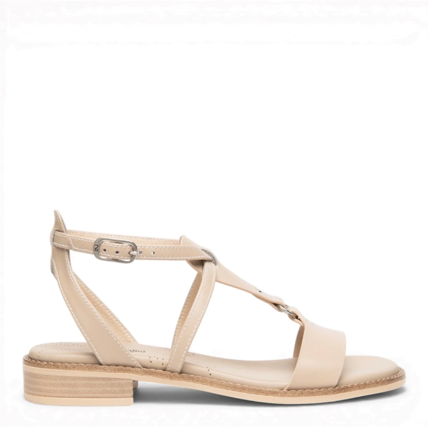 Nero Giardini E615895D sandalo basso in pelle beige lino