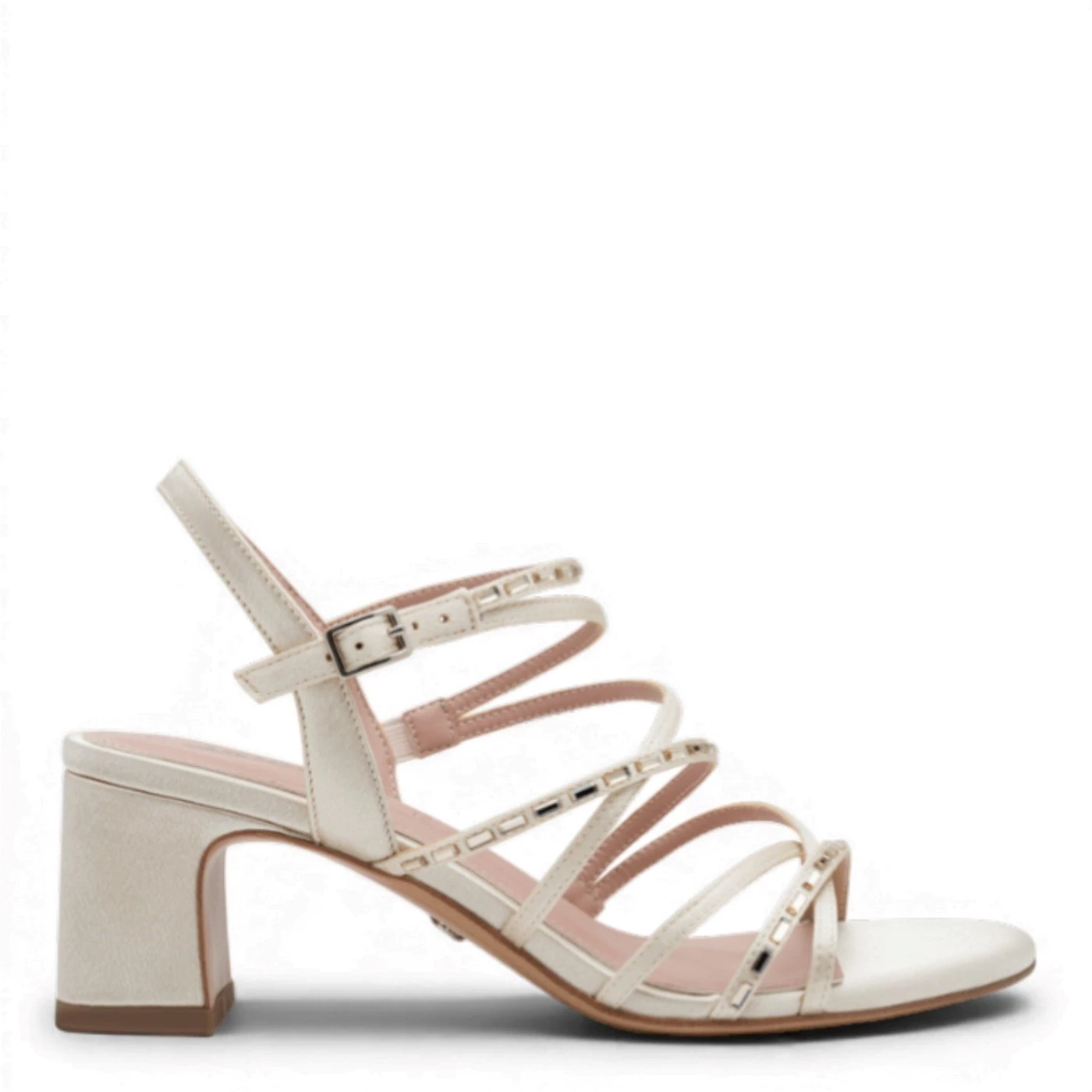 Tamaris 28341 sandalo perlato platino con strass tacco 6 cm