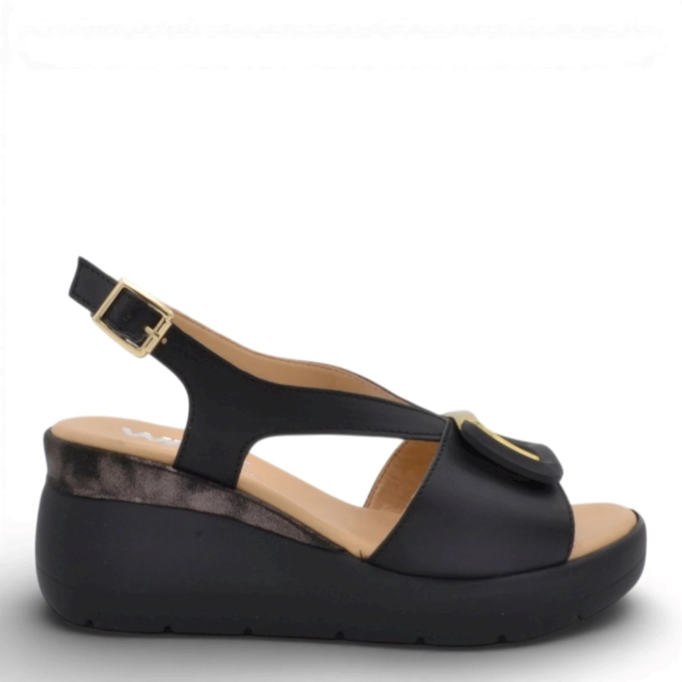 Melluso 019272 sandalo a fascia  pelle nero con zeppa