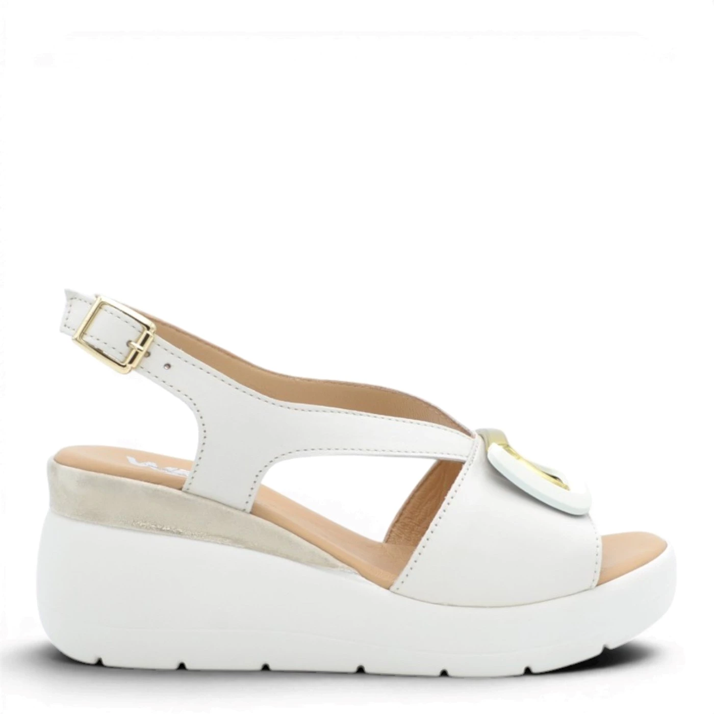 Melluso 019272 sandalo a fascia  pelle bianco con zeppa