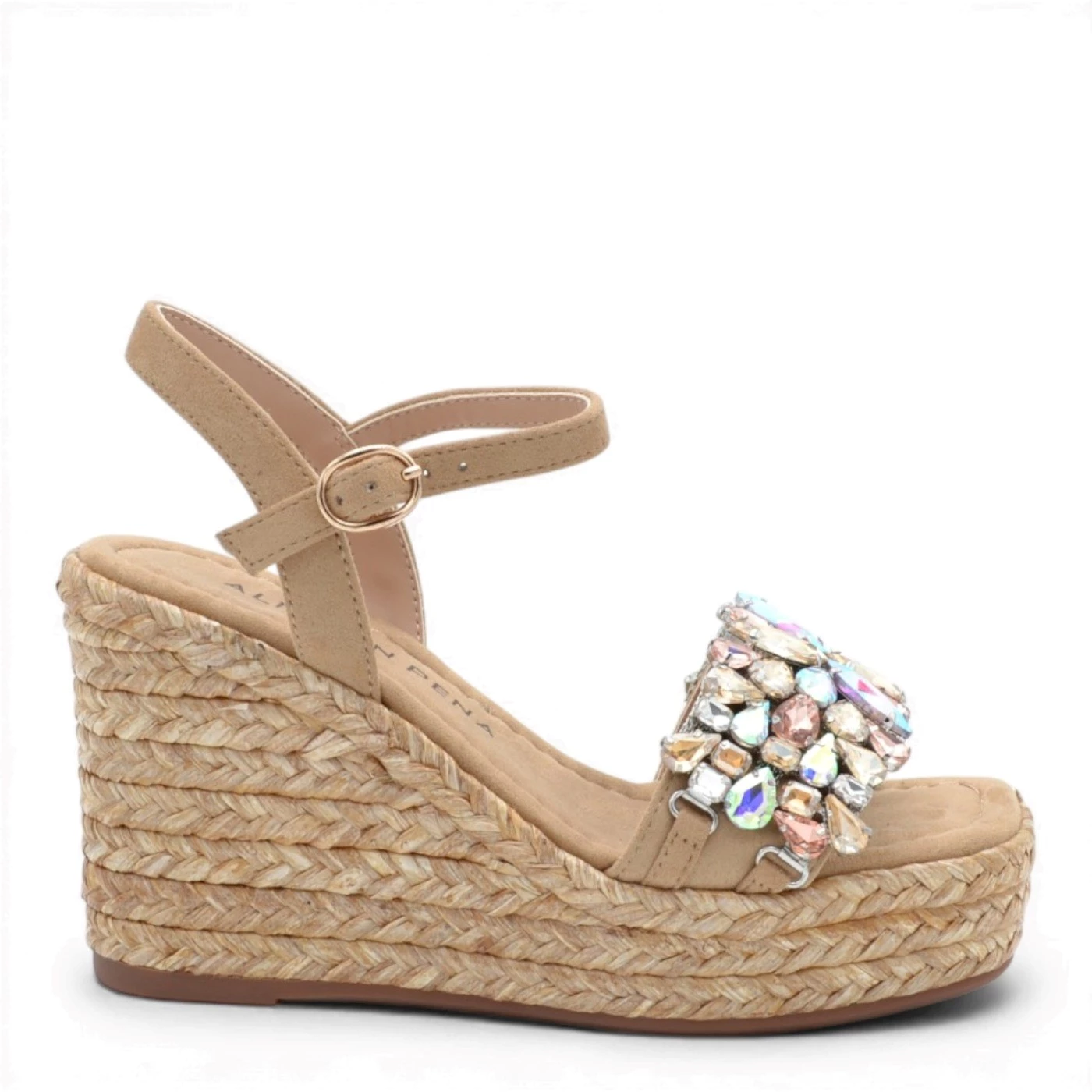 Alma en Pena V2651114 sandali gioiello con zeppa camel