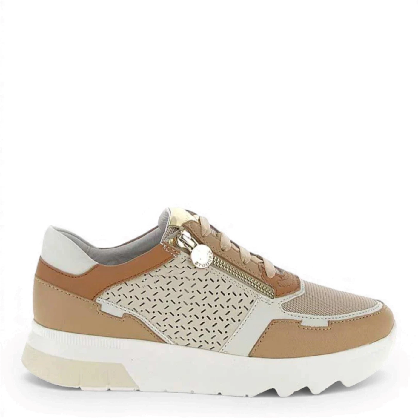 Stonefly 220905 Spock sneaker donna in pelle e tessuto nocciola