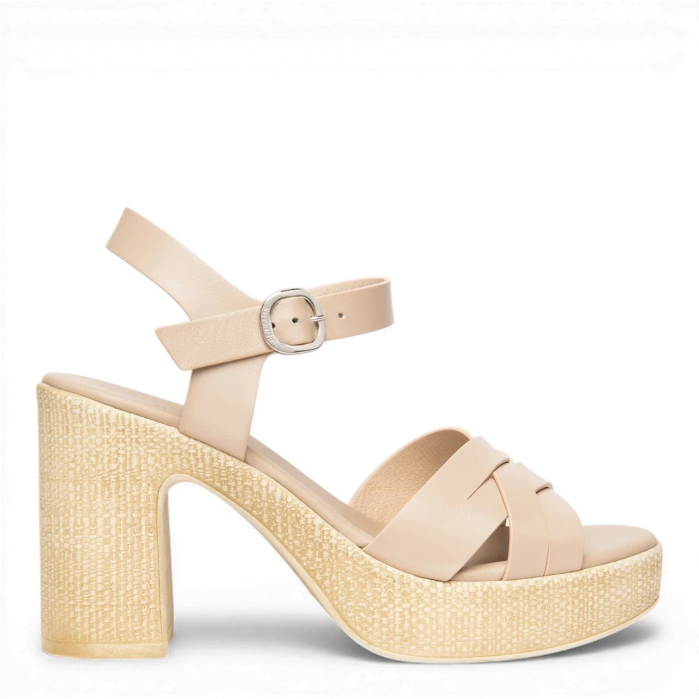 Nero giardini E617010D sandalo donna pelle beige tacco 9 e platò