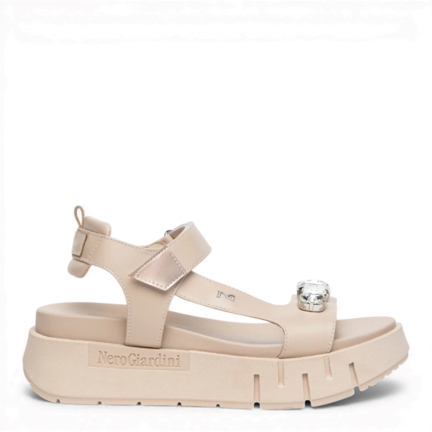 Nero Giardini E410707D sandalo donna in pelle cipria con pietre