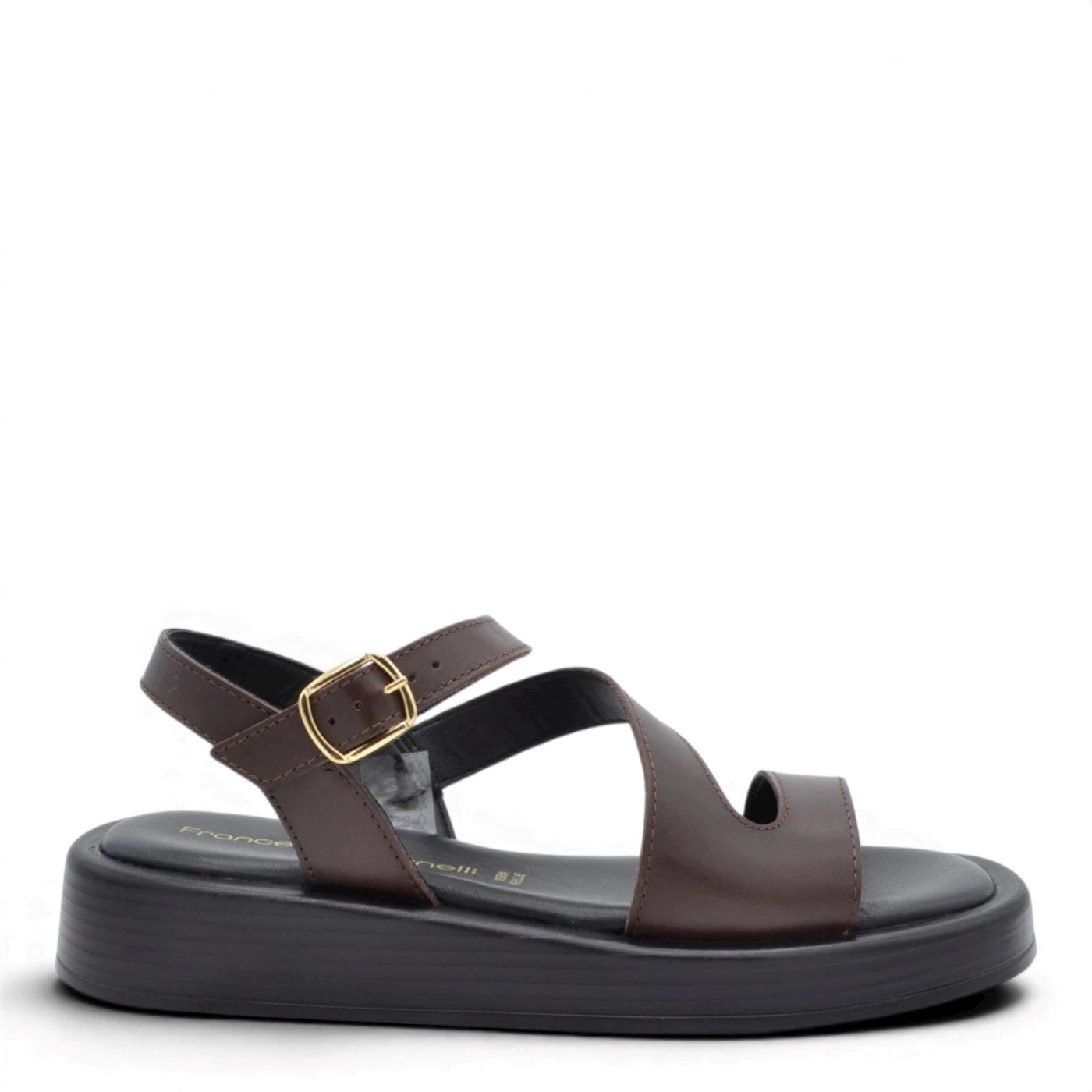 Francesco Brunelli AE 6331 sandali donna in pelle moro zeppa 3,5