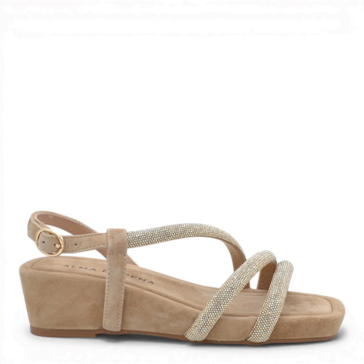 Alma en Pena  V267712 sandalo donna con zeppa e strass beige