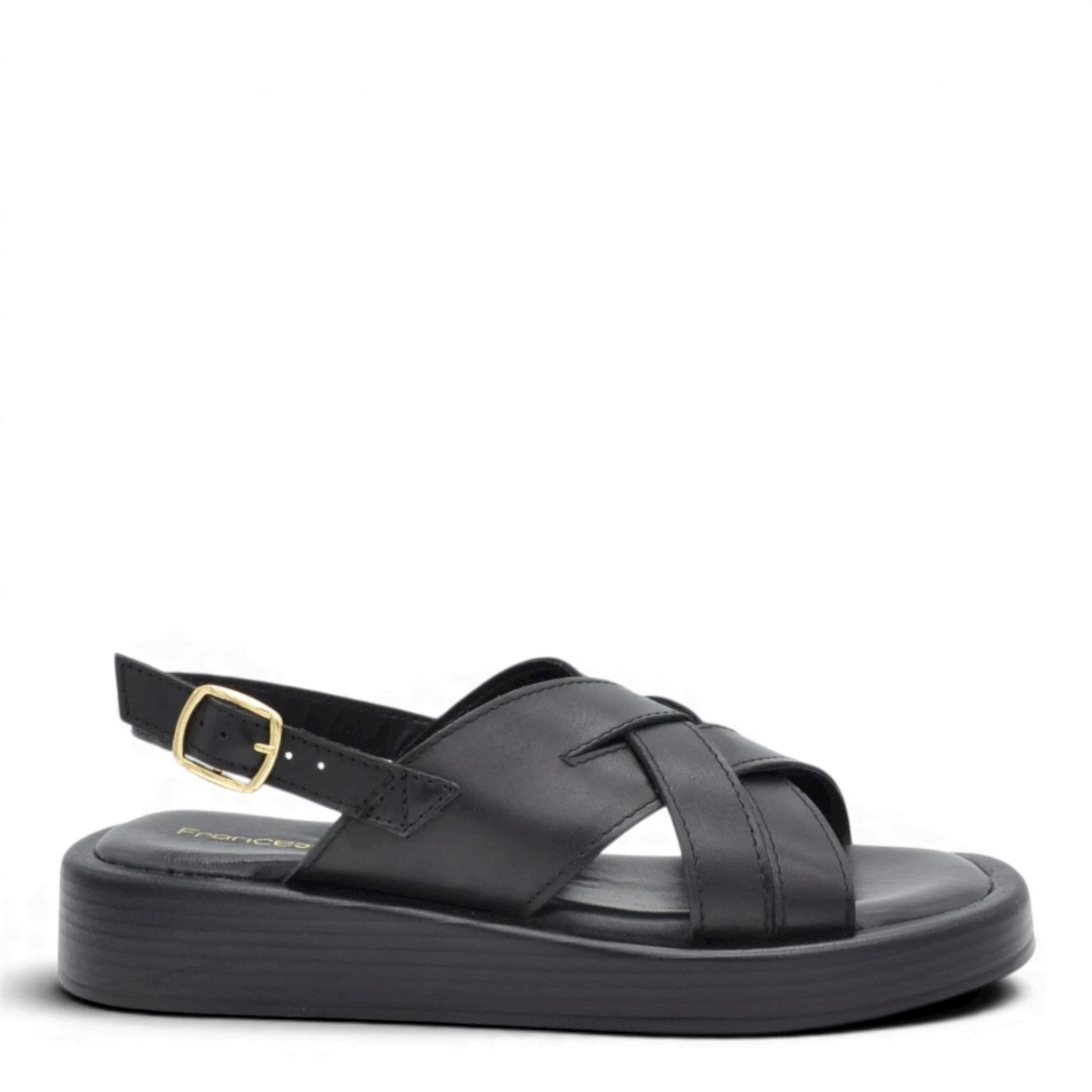 Francesco Brunelli AE 6330 sandali donna in pelle nero zeppa 3,5