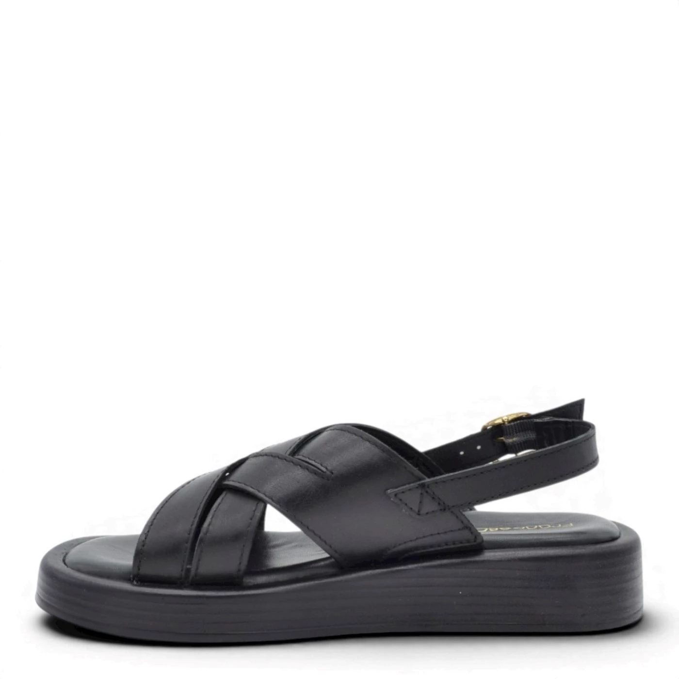 Francesco Brunelli AE 6330 sandali donna in pelle nero zeppa 3,5