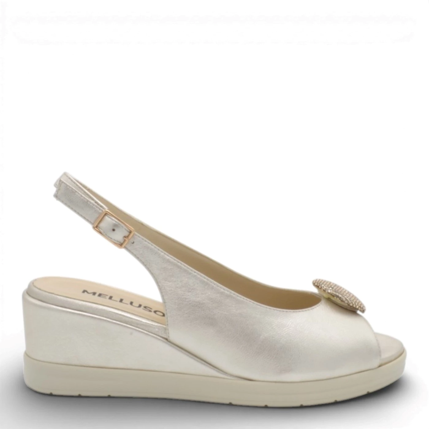Melluso R80342Q sandalo perlato argento linea comfort con zeppa