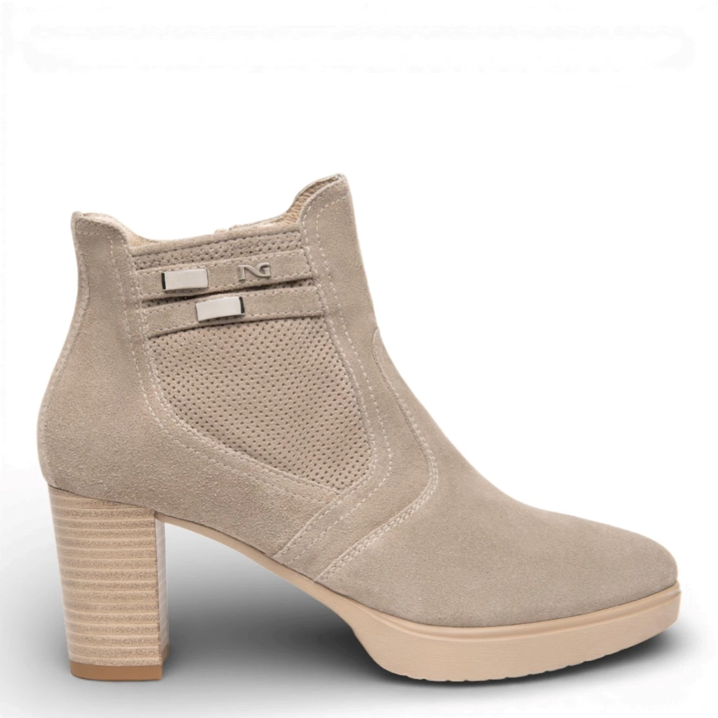 Nero Giardini E615080D stivaletti donna in pelle beige tacco 7 c