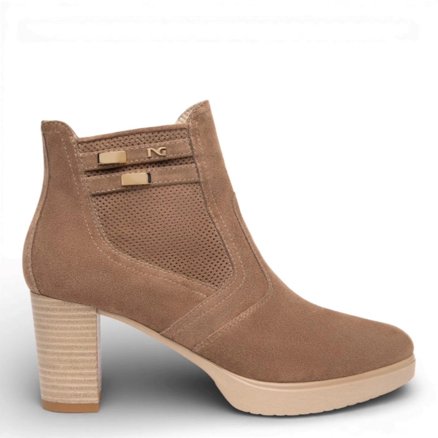 Nero Giardini E615081D stivaletti donna camoscio tortora tacco 7