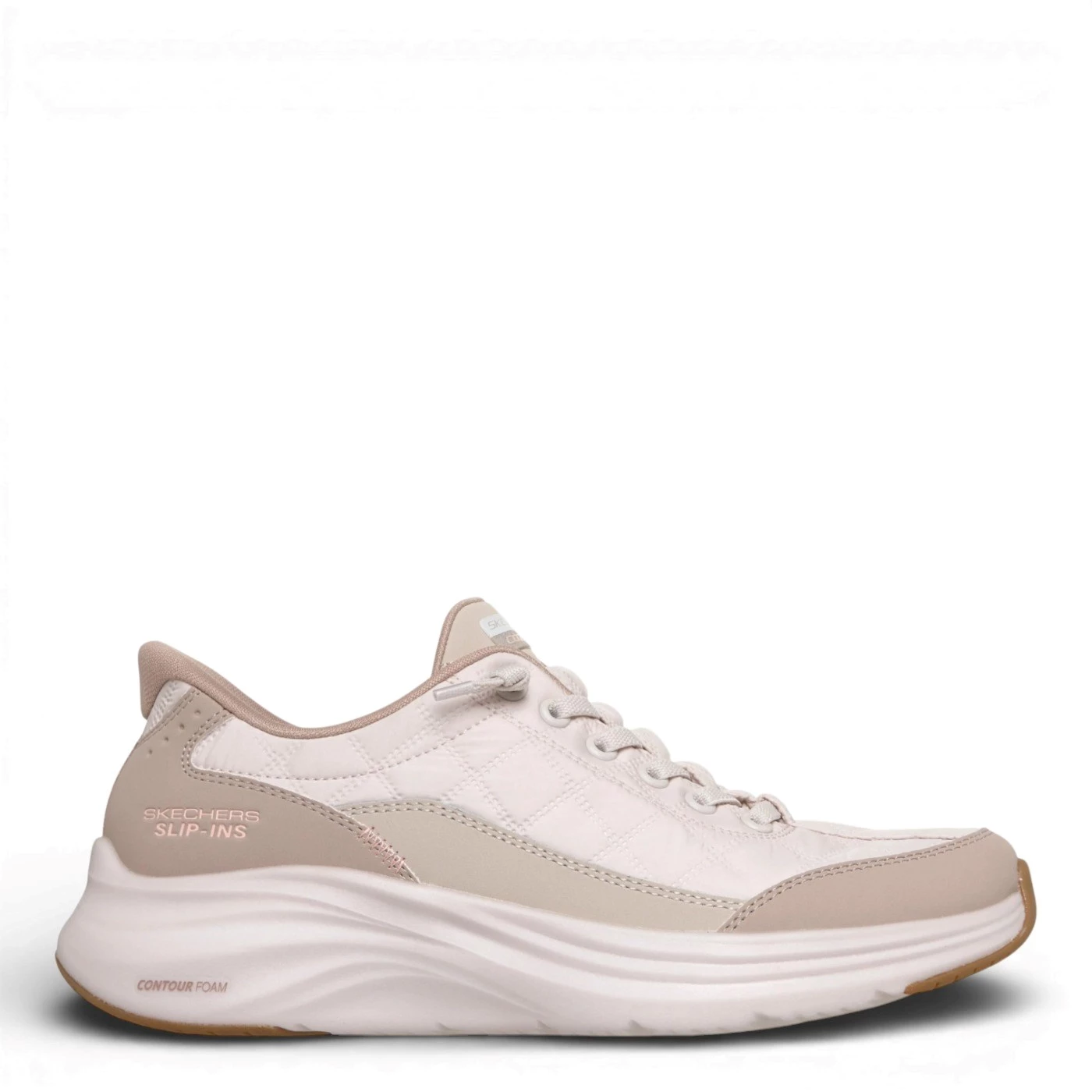Skechers 150404 slip ins scarpa sportiva donna in tessuto beige