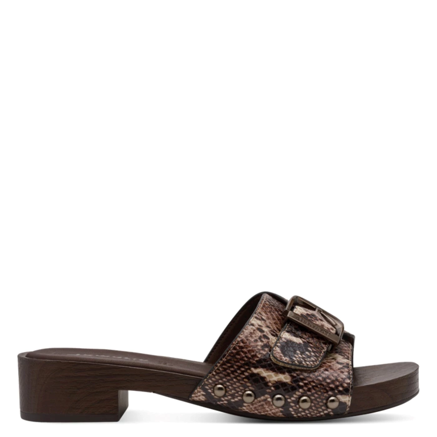 Tamaris 27313 sandalo zoccolo pitonato cioccolato tacco 3,5 cm