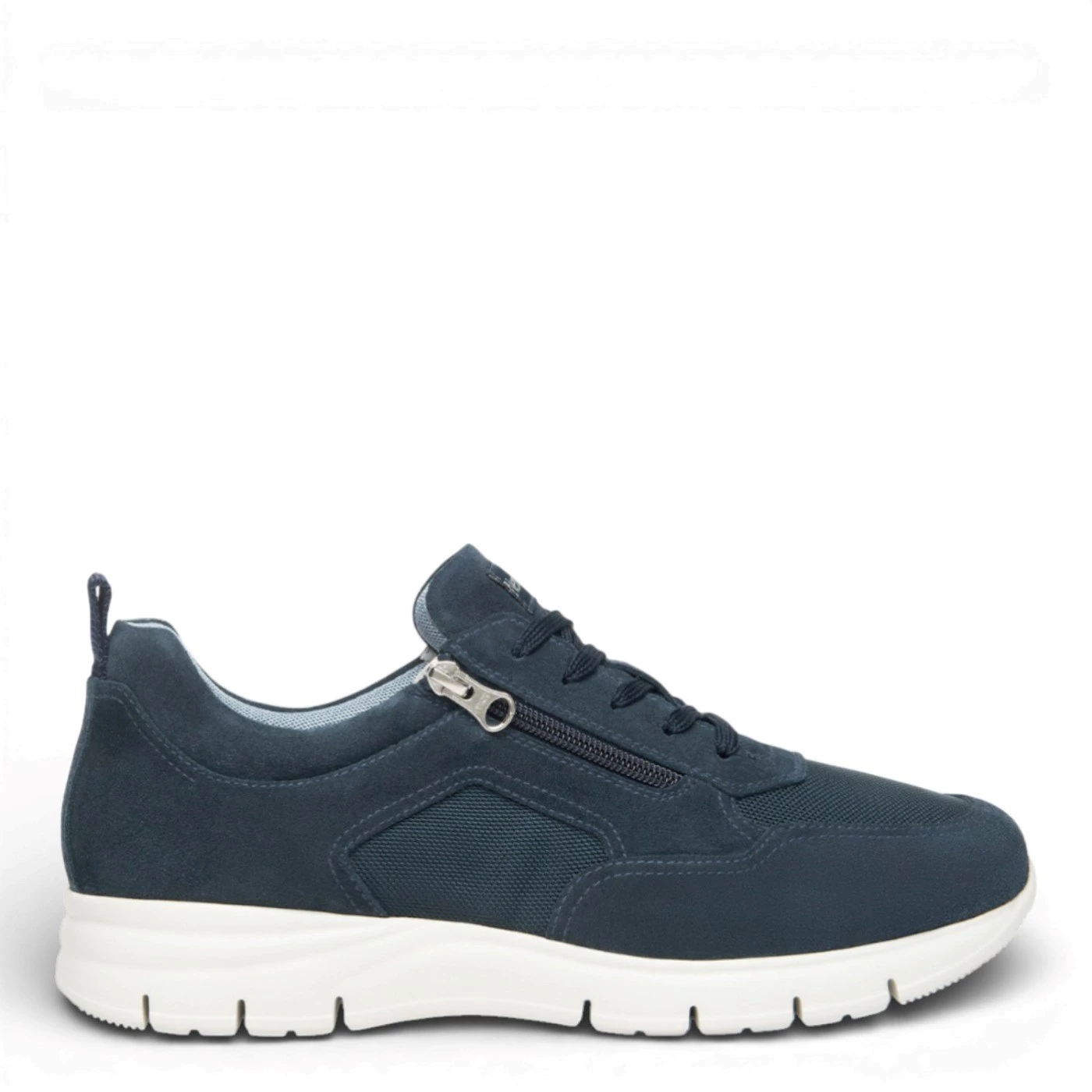 Nero Giardini E601091U sneaker in camoscio e mesh blu con zip