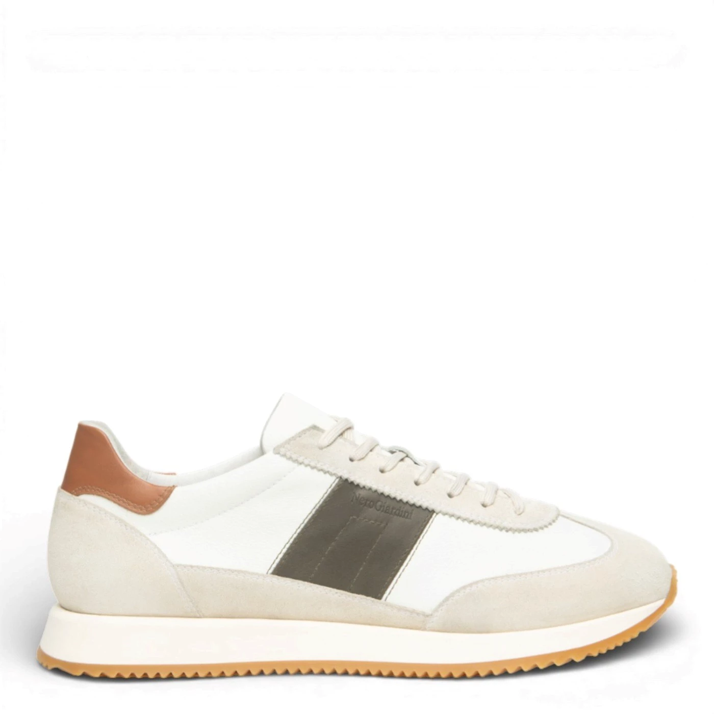 Nero Giardini E601113U sneaker uomo in pelle bianco latte