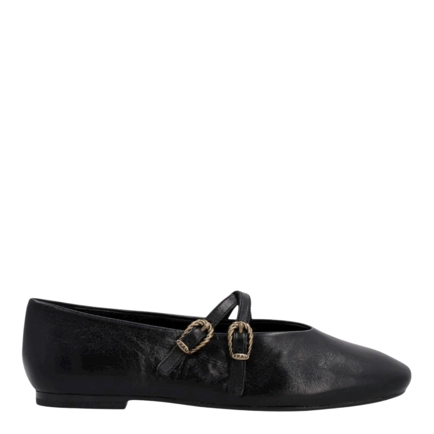 Frau A69S6 ballerina donna in pelle nero con cintini