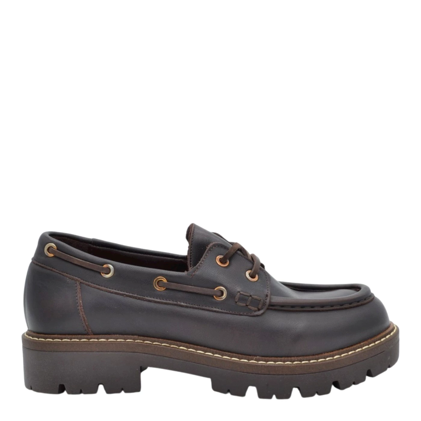 Stokton ROCHELLE stringata donna in pelle cioccolato 4 fori