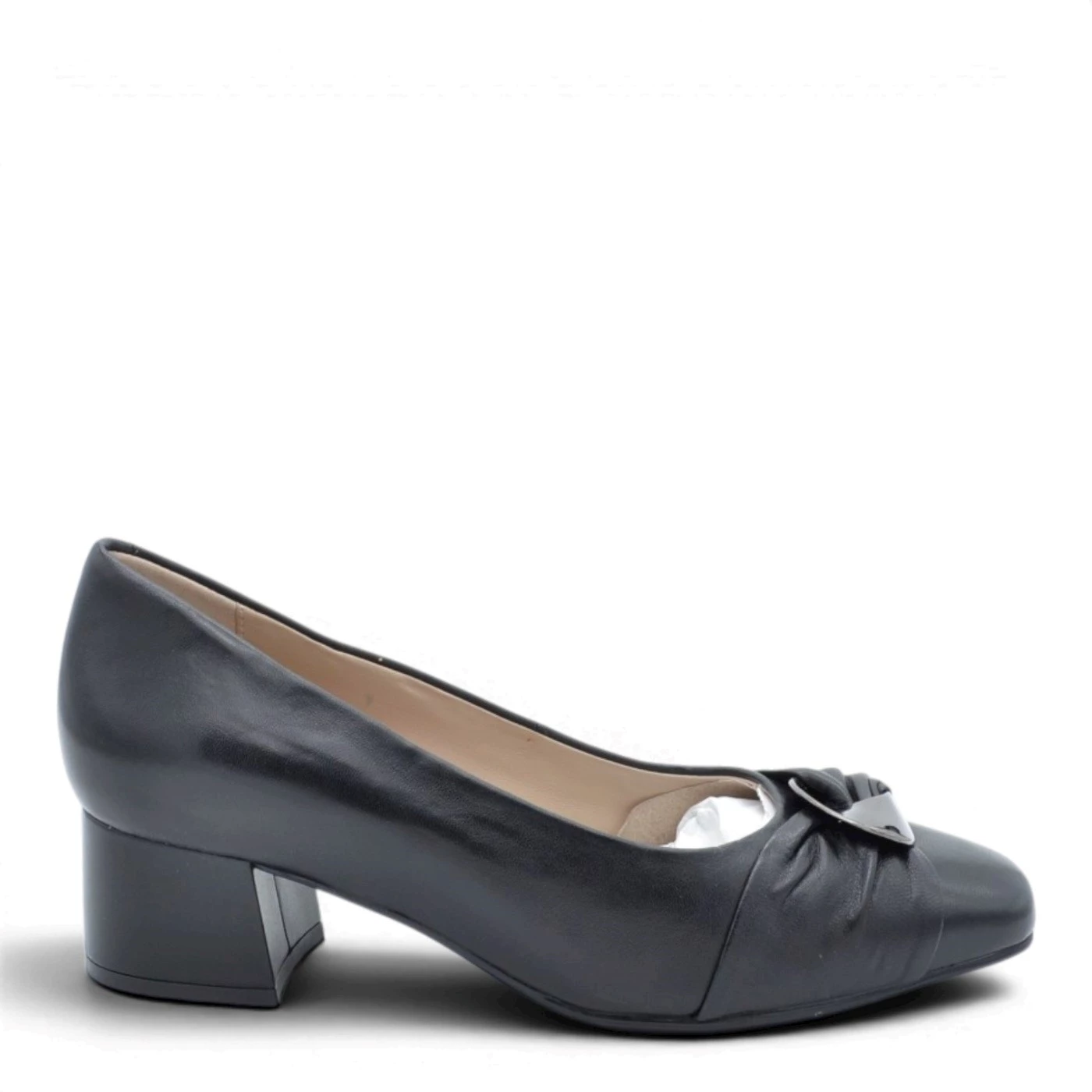 Caprice 22300 decolletè in pelle nero con accessorio tacco 4 cm