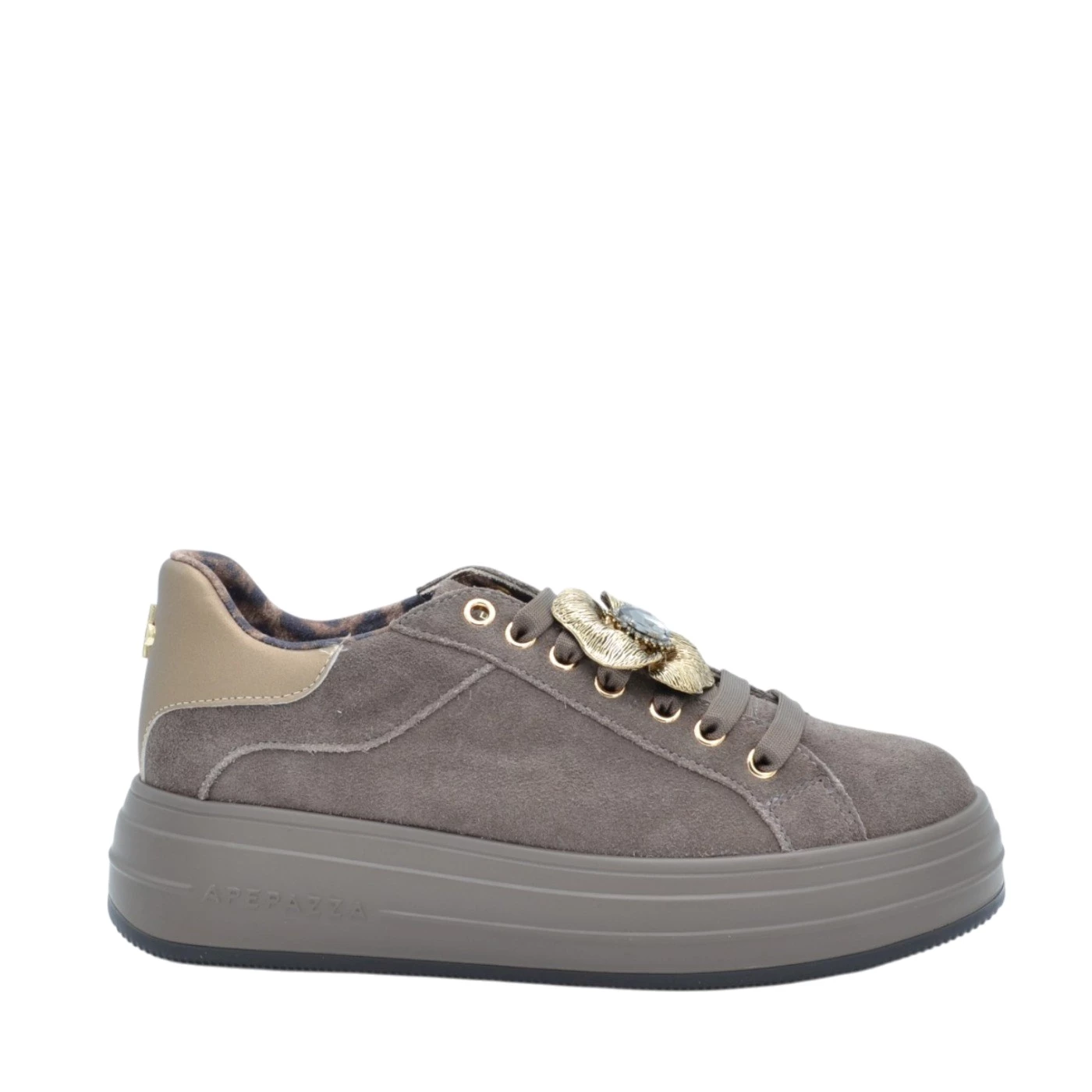 Apepazza F6LIFTY3 sneaker donna camoscio tortora e accessorio