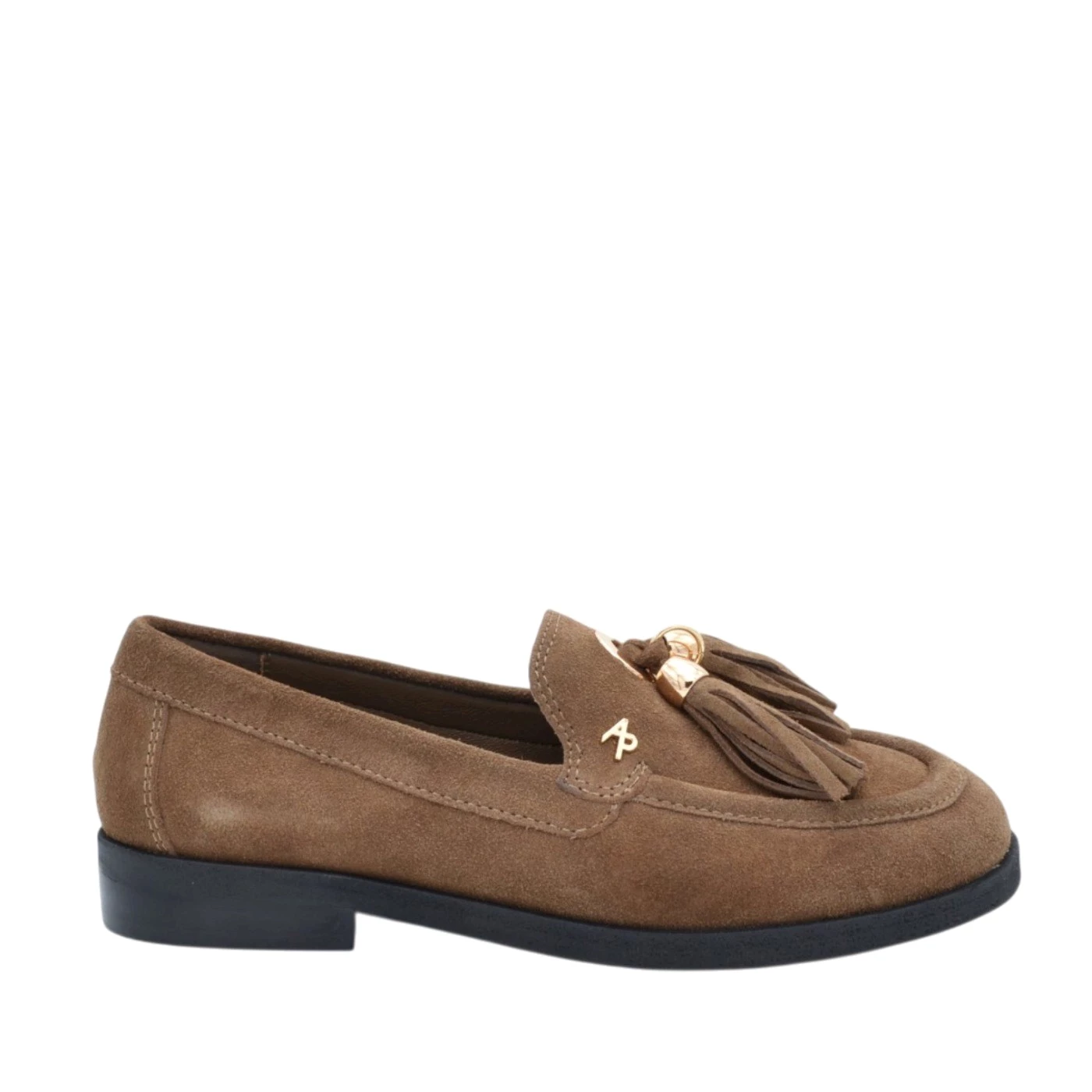 Apepazza F6ALYA01 mocassini in camoscio cognac con nappe
