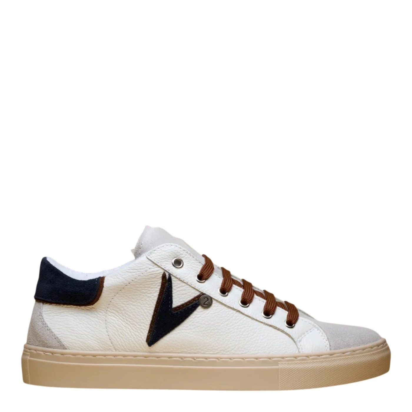 V2 SNKBIBOTVVBL sneakers uomo in pelle bianco