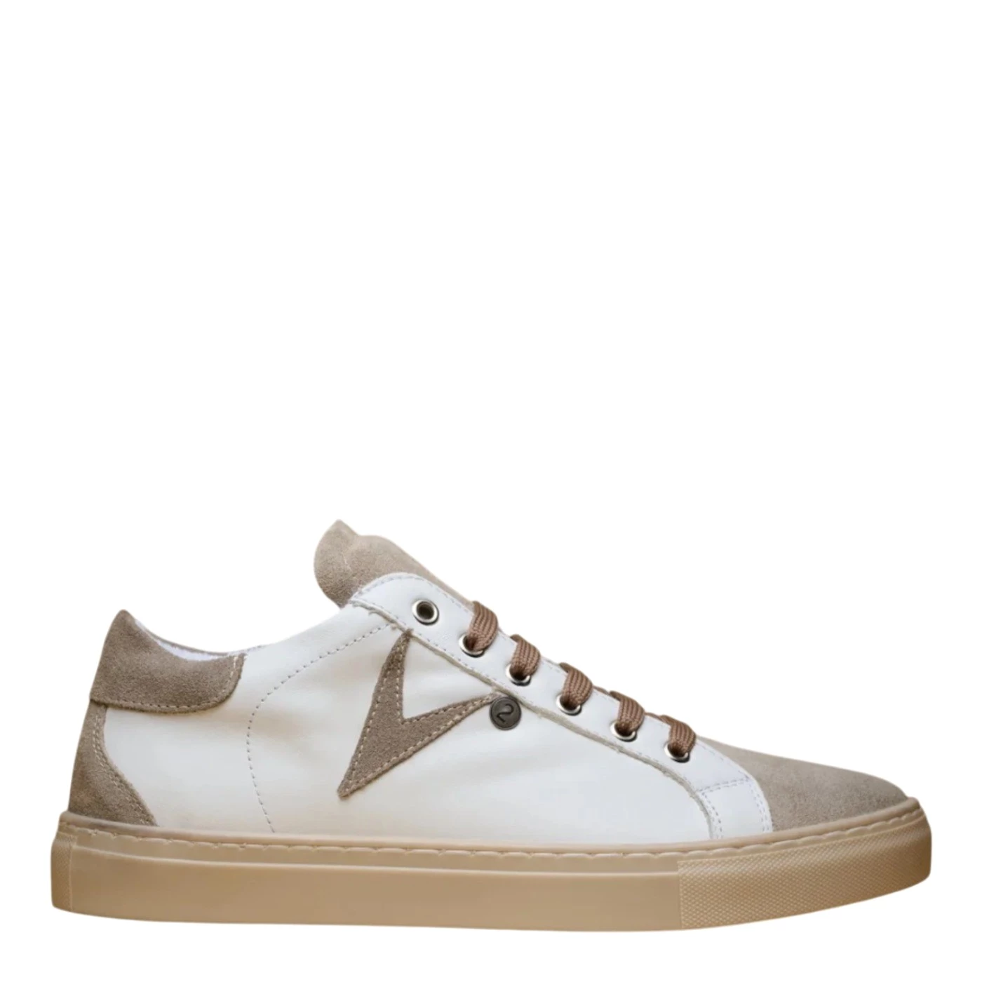 V2 SNKBIV2TO sneakers uomo in pelle bianca e tortora