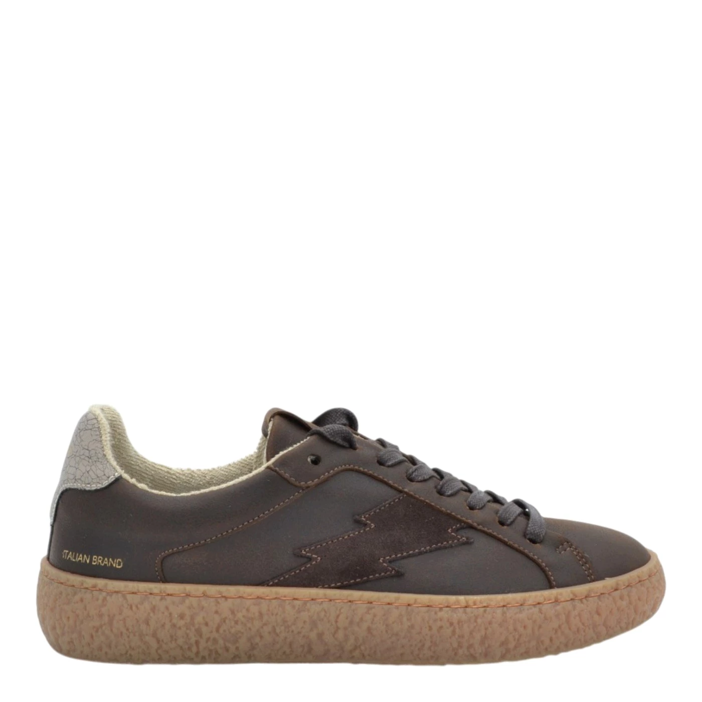 Stokton POWER sneakers uomo in pelle crackle cioccolato
