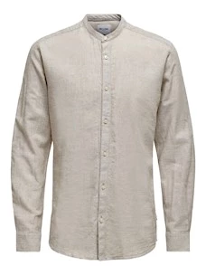 Camicia O&S 22019173 in Cotone e Lino Collo Coreana