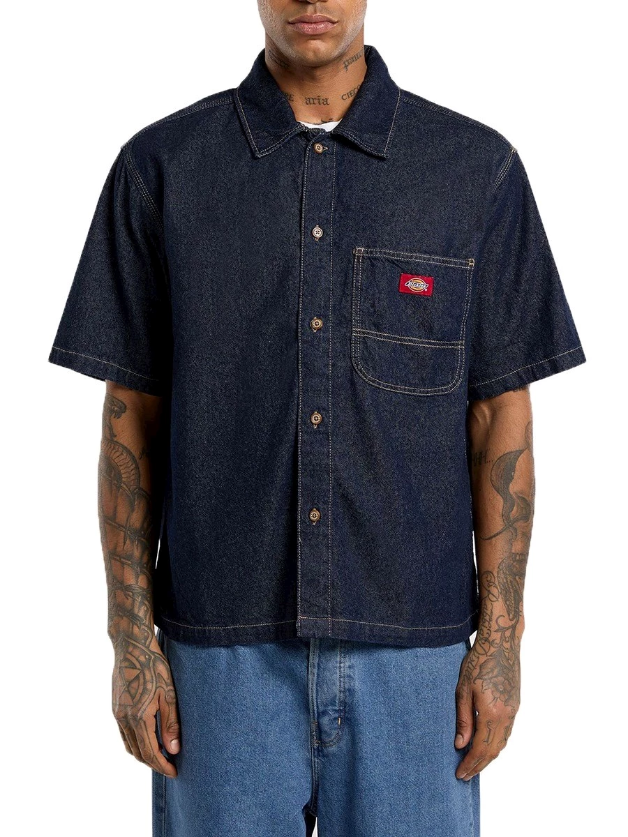 Giubbotto Dickies DK0A88PHRIN1 DENIM SHIRT SS RINSED