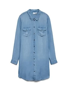 Vestito V-R   Jeans 10184172 VMSIGGA LS SHORT DRESS LT BL GA NOO