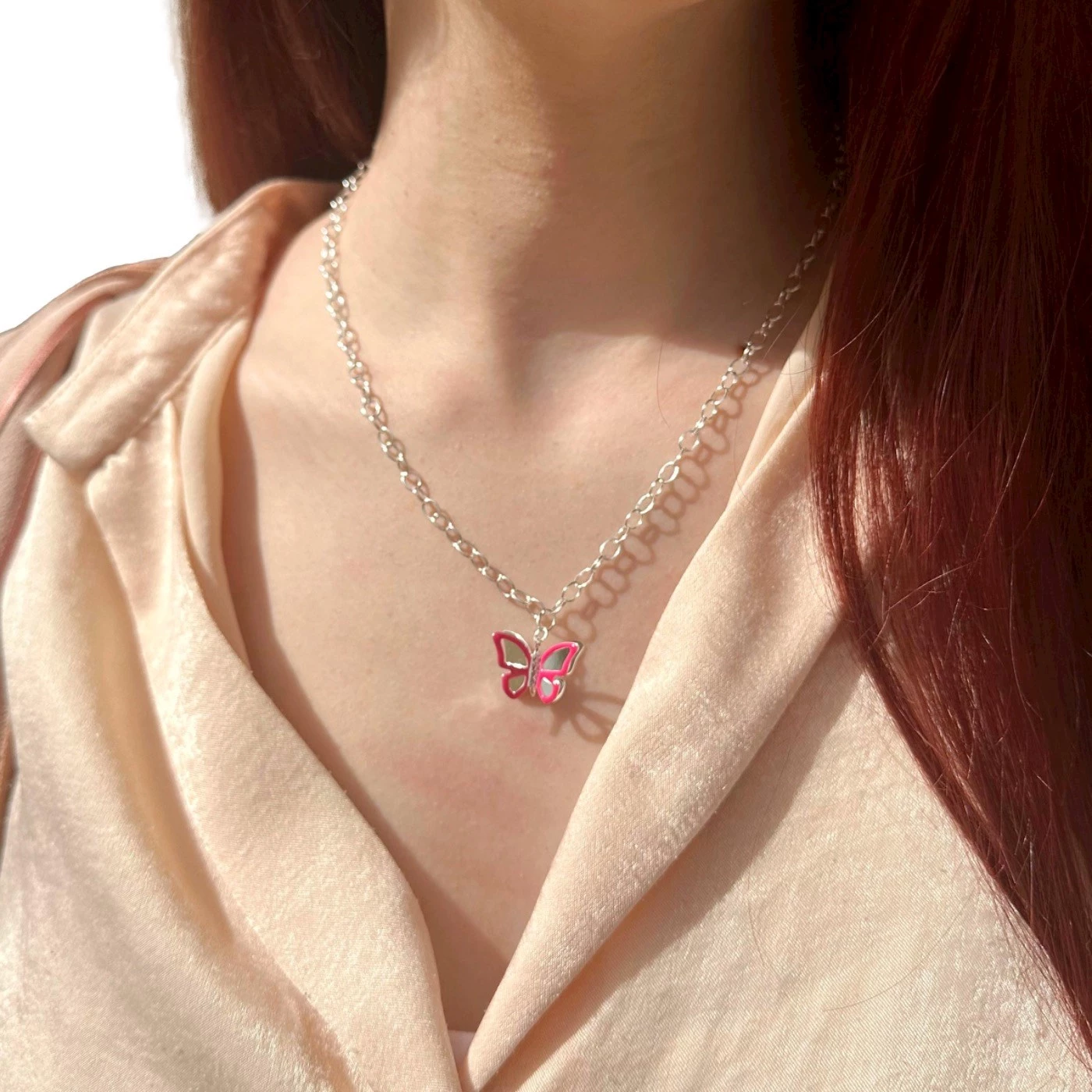 Collana 3D Farfalla smaltata Limited Edition Argentata