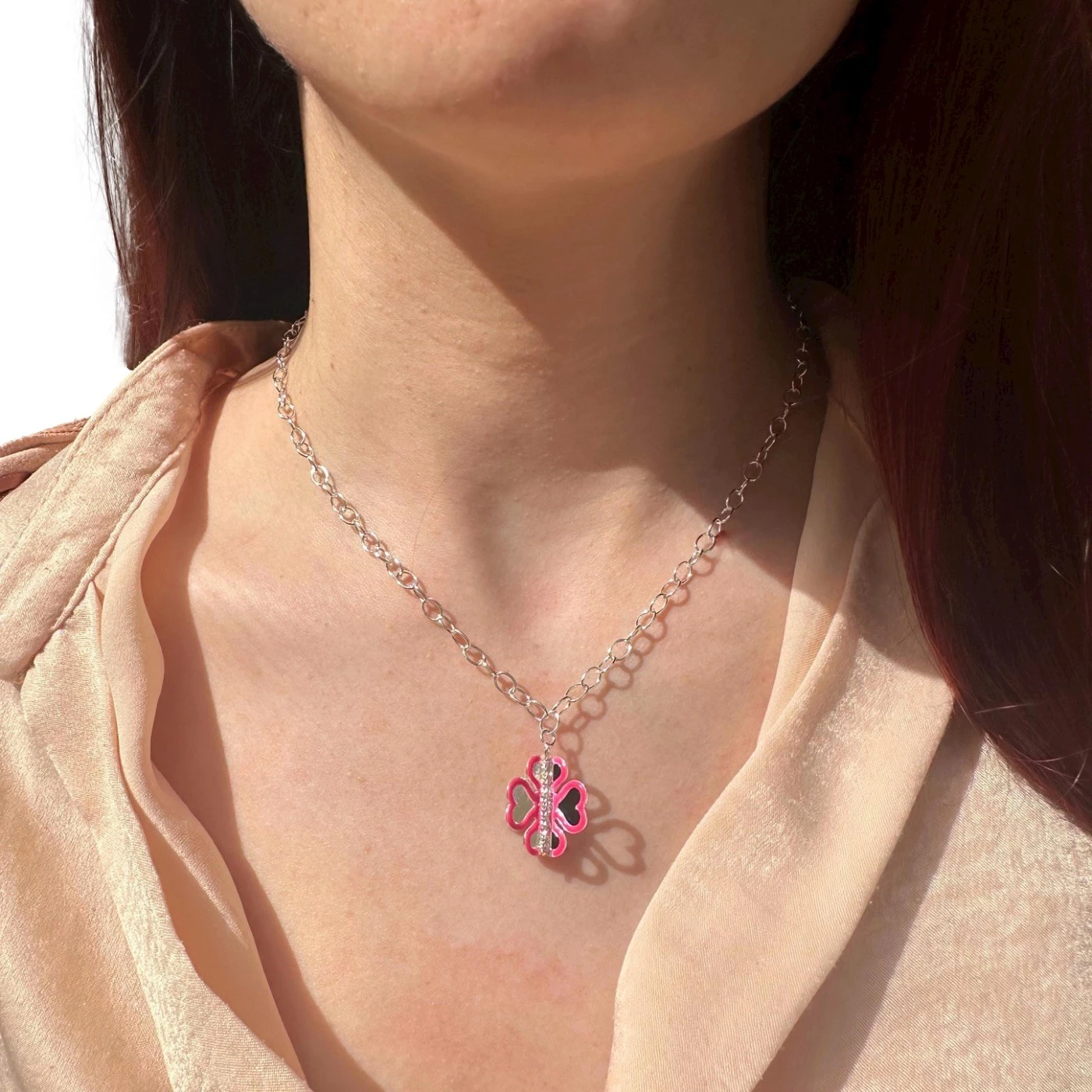 Collana 3D Limited Quadrifoglio Argentata