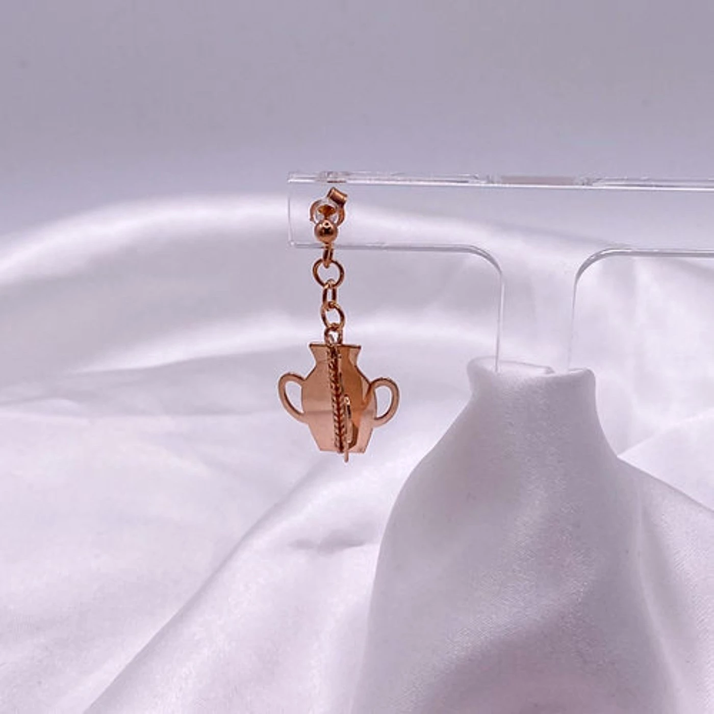 Orecchino 3D Fiocco Placcato Oro Rosa