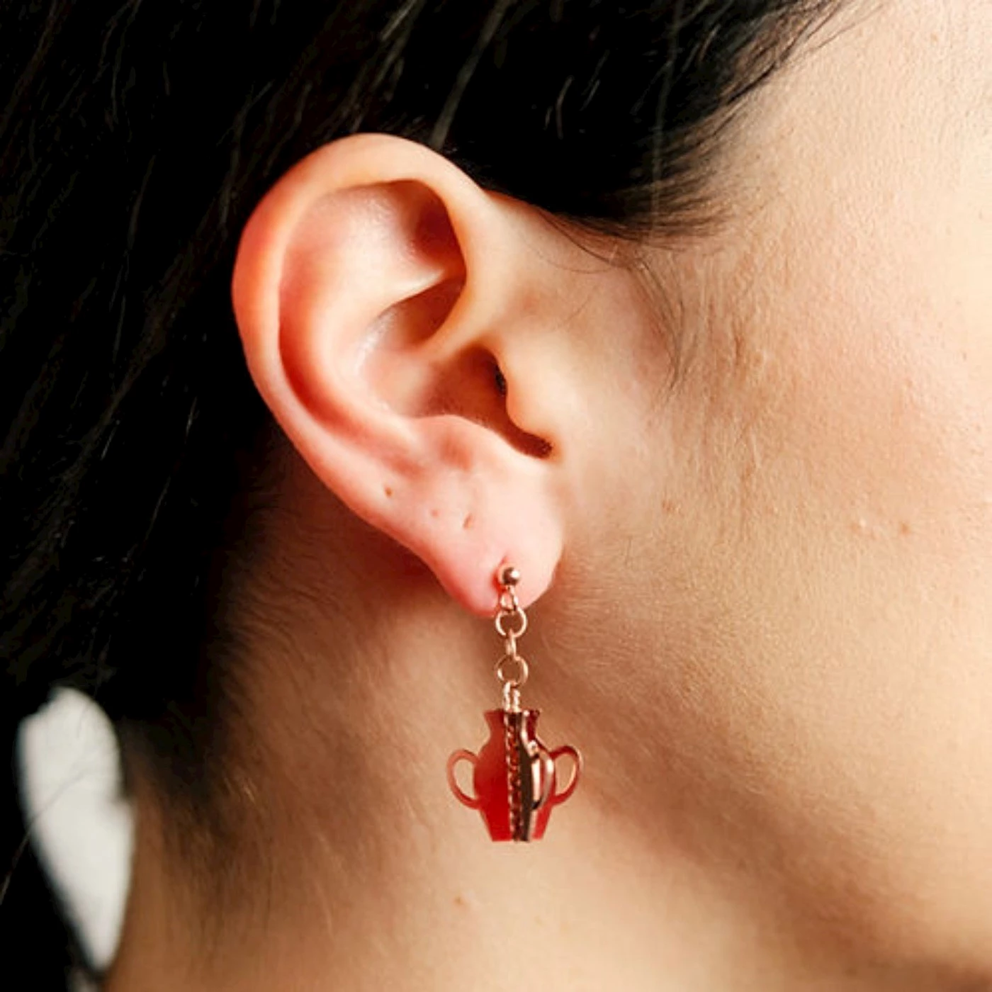 Orecchino 3D Fiocco Placcato Oro Rosa