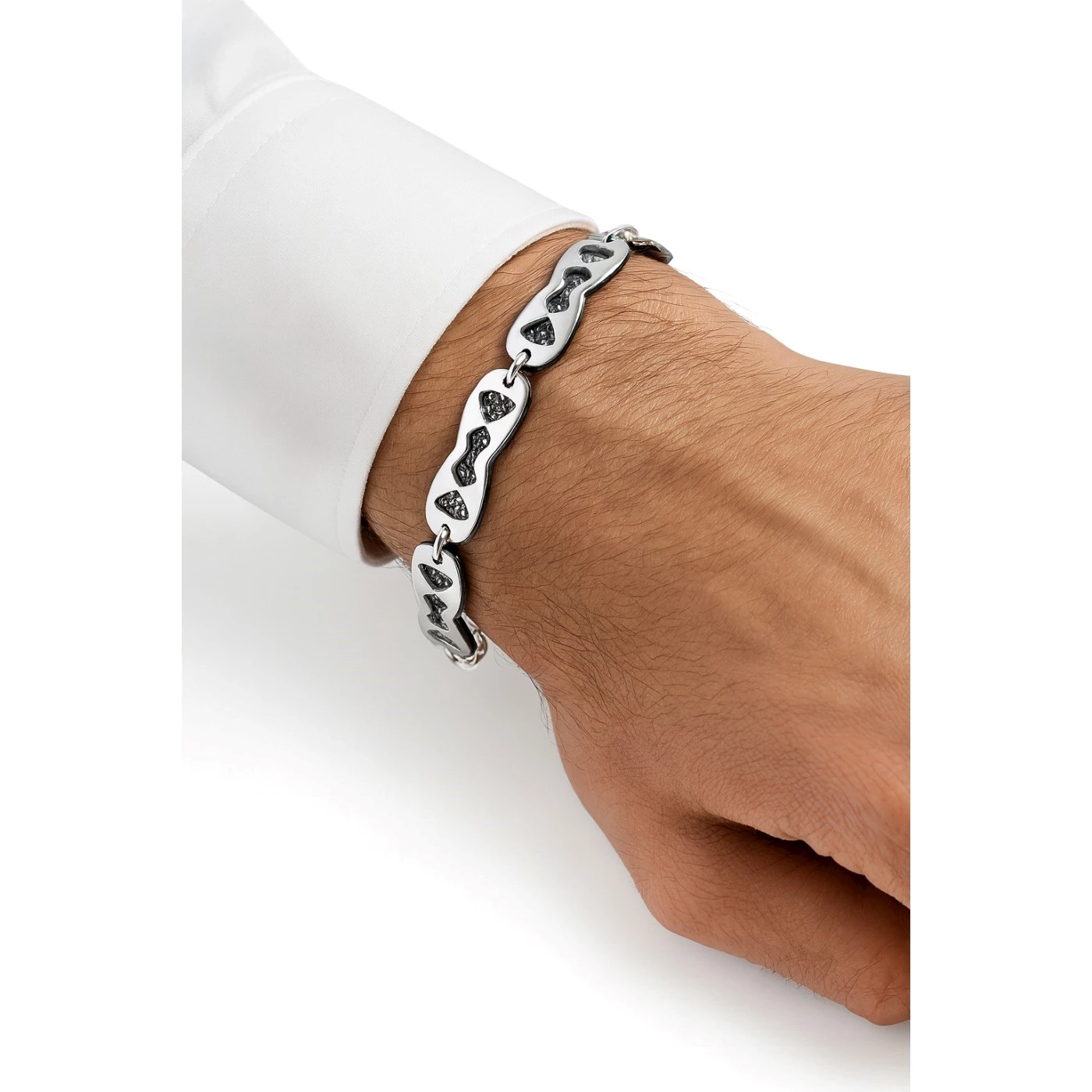 Bracciale uomo argento e nero