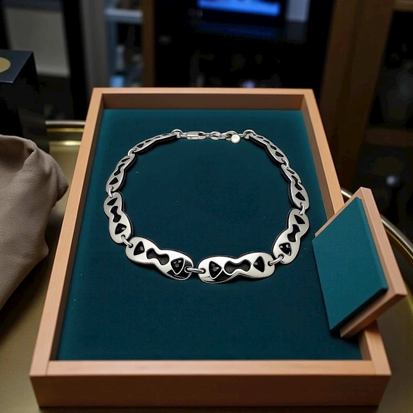 Bracciale uomo argento e nero