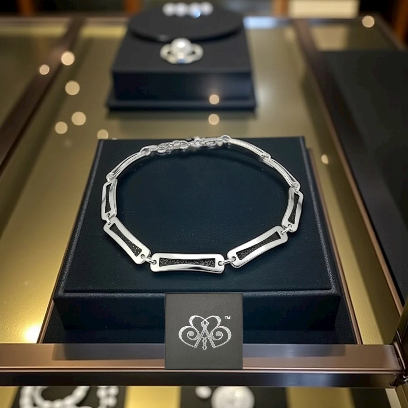 Bracciale uomo argento e nero