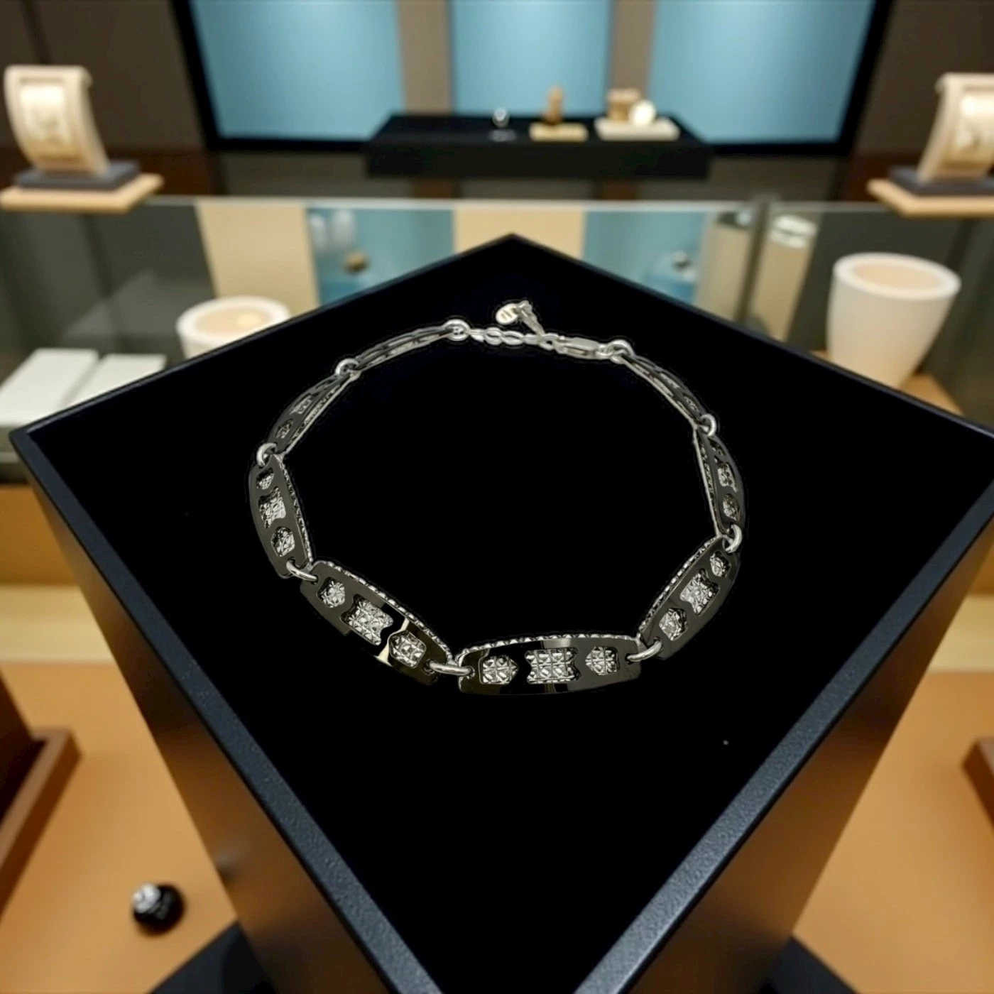 Bracciale uomo nero e argentato