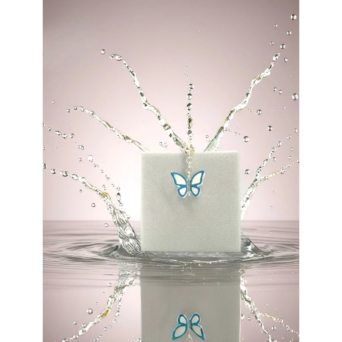 Orecchino Farfalla Azzurro Argentatao