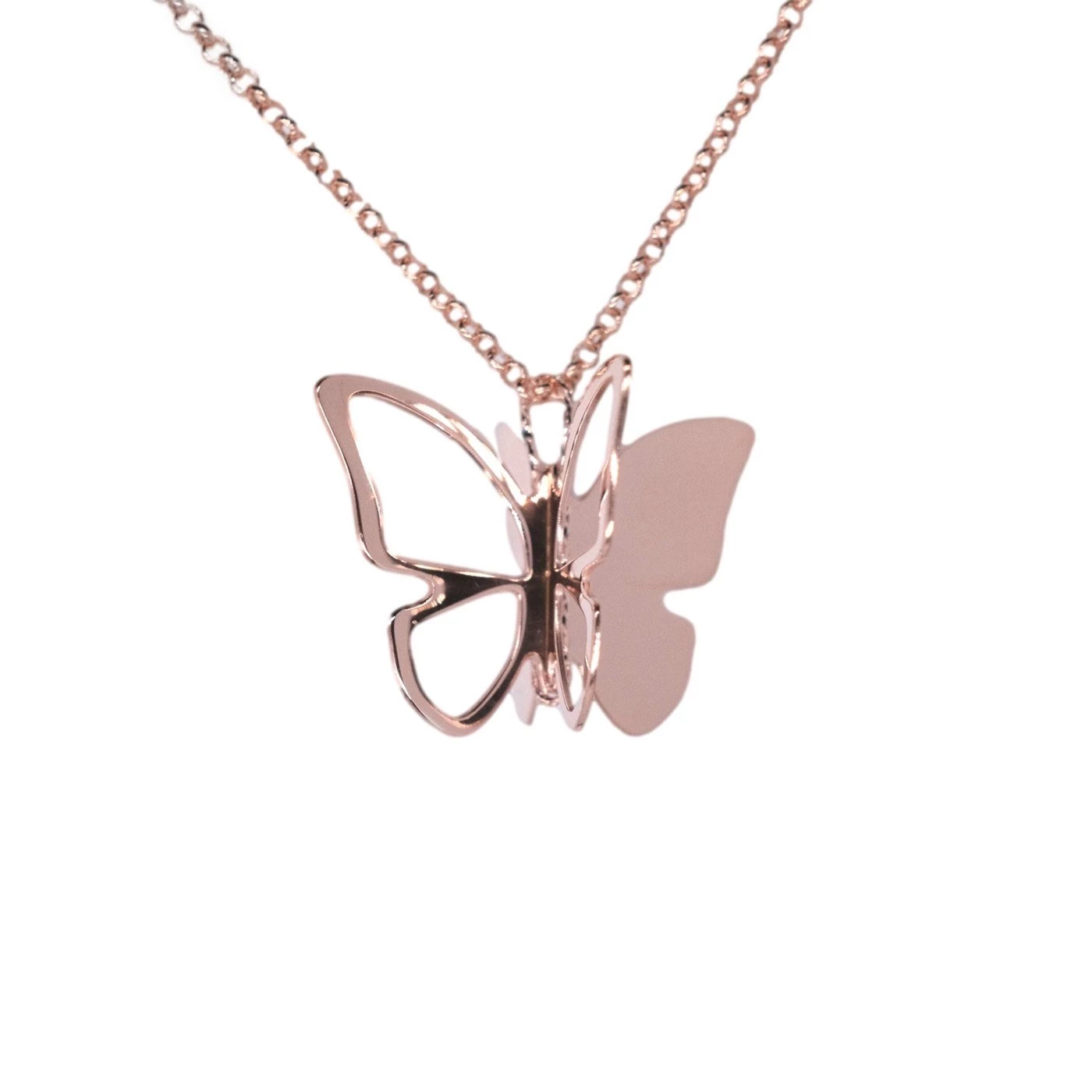Collana 3D Farfalla forata Placcato Oro Rosa