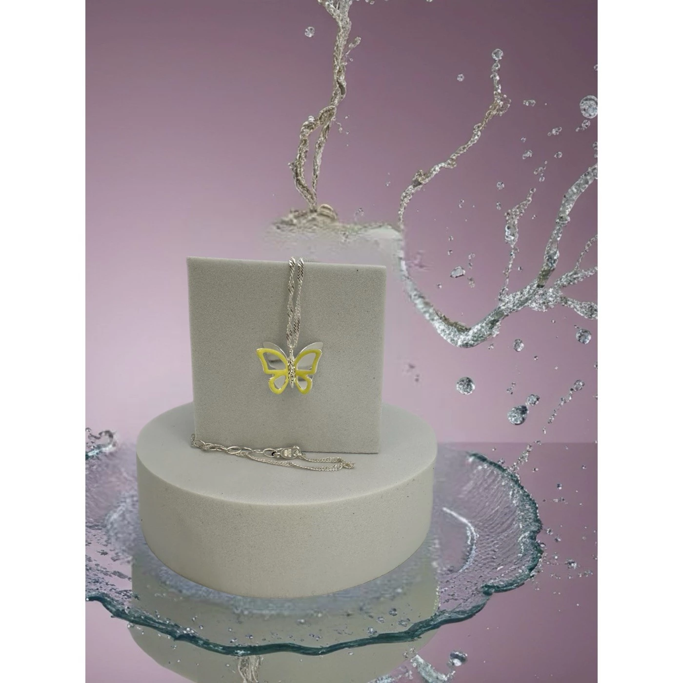 Collana Farfalla Gialla Argentata