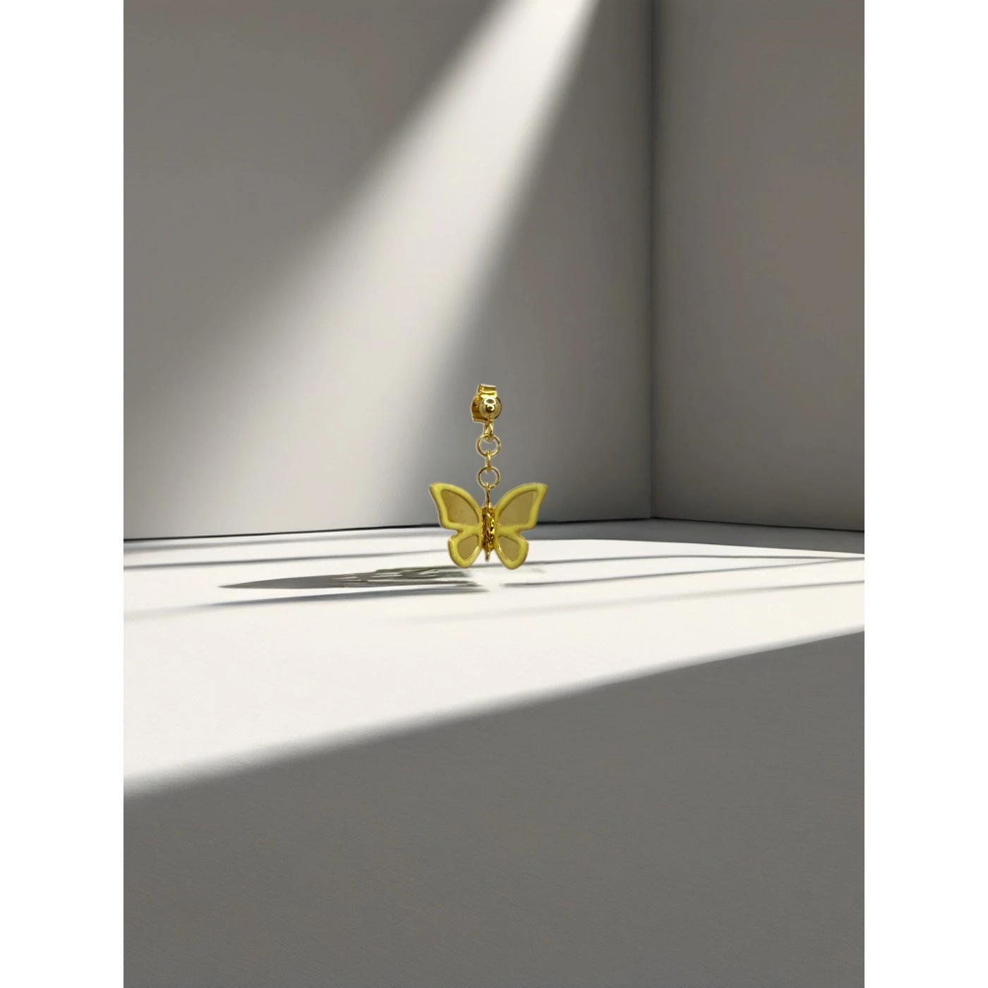 Orecchino Farfalla Giallo Placcato Oro Giallo