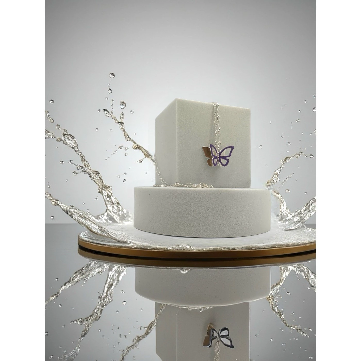 Collana Farfalla Lilla Argentata