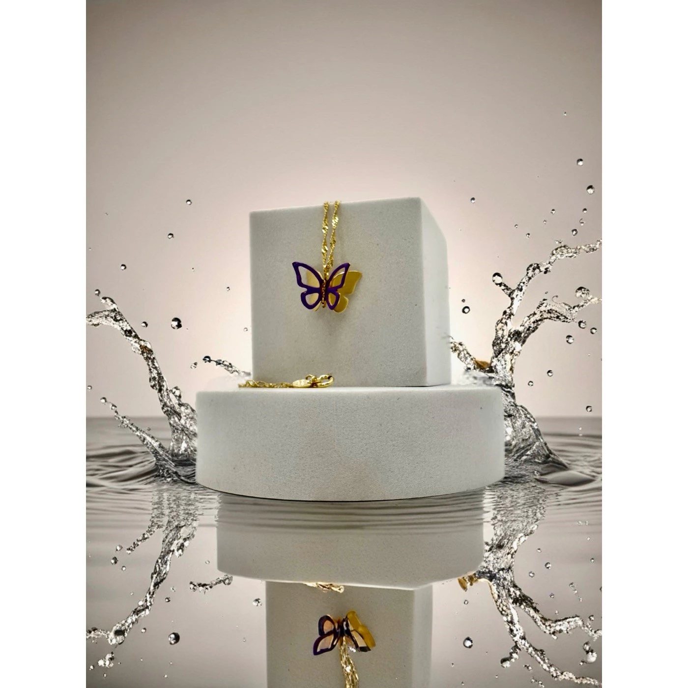 Collana Farfalla Lilla Placcata Oro giallo