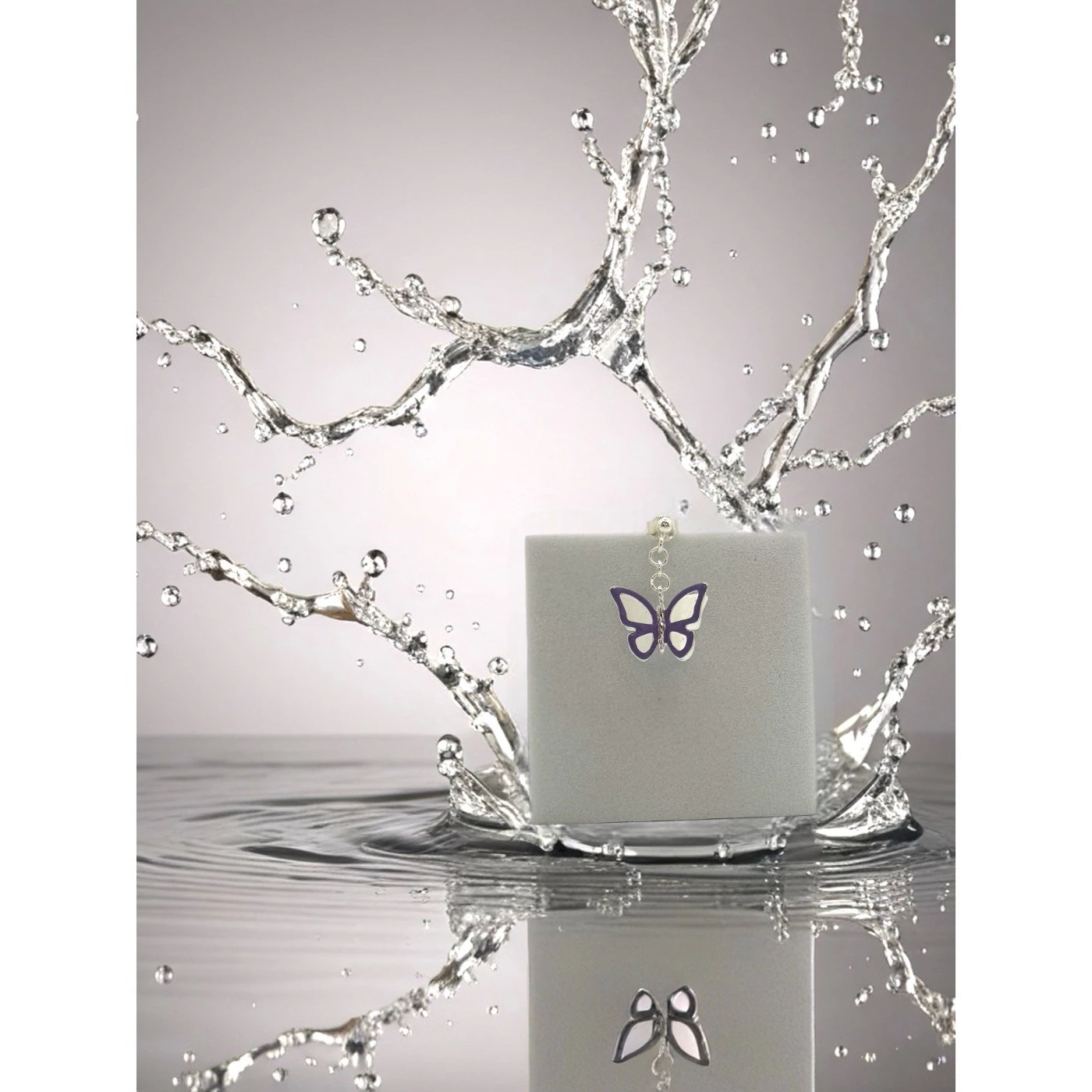 Orecchino Farfalla Lilla Argentato